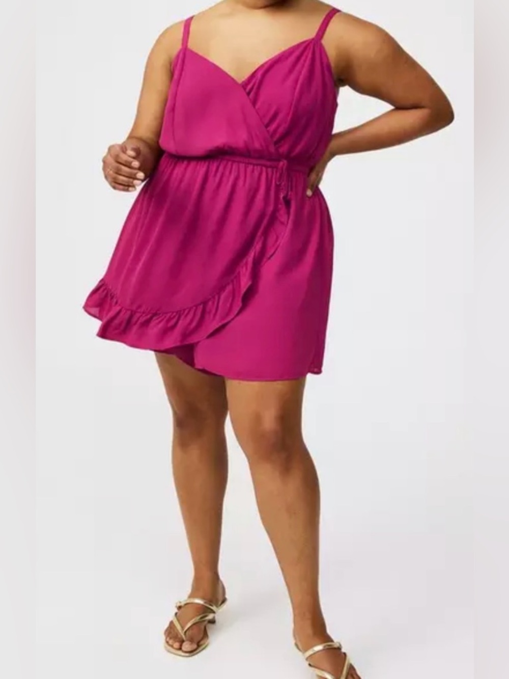 4XL Plus Size Pink Wrap Romper
